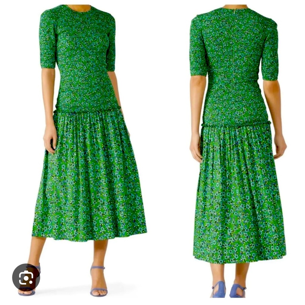 Rhode Zola Green floral midi dress